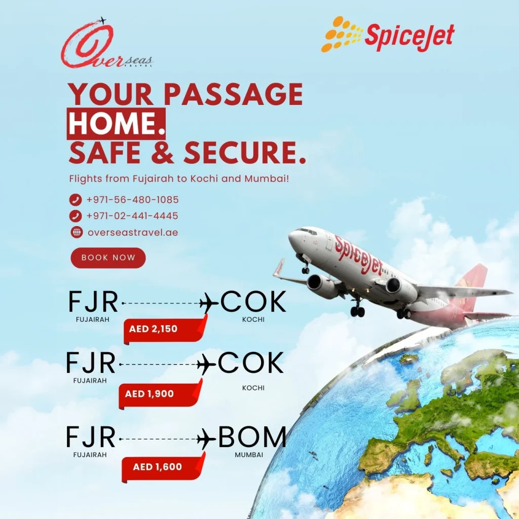 Affordable Flights from Fujairah to Kochi and Mumbai