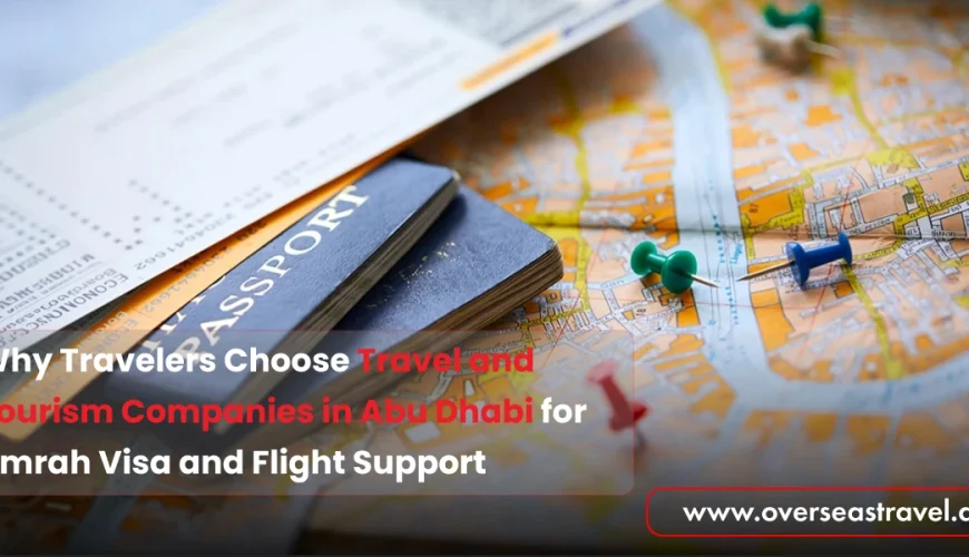 Travel passport and map image representing travel and tourism companies in Abu Dhabi for visa and flight support services