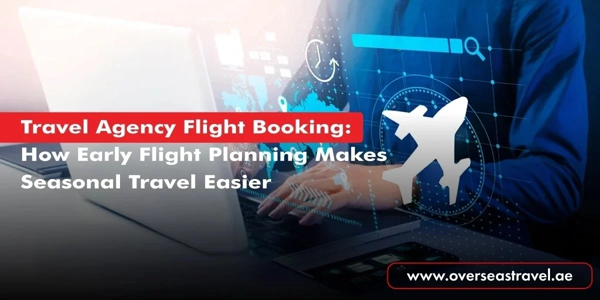Professional travel agency flight booking, booking flights on a laptop for early flight planning and seasonal travel