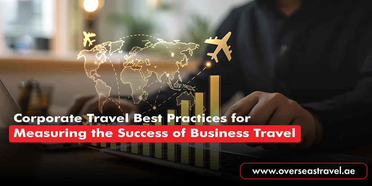 Corporate travel best practices for measuring business travel success with global flight routes and performance charts.