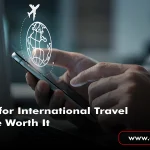 International travel assistance displayed on a smartphone, helping travelers access international travel support and assistance while on the go.