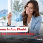 Travel Consultants in Abu Dhabi helping a client plan a trip with travel brochures and digital travel tools.